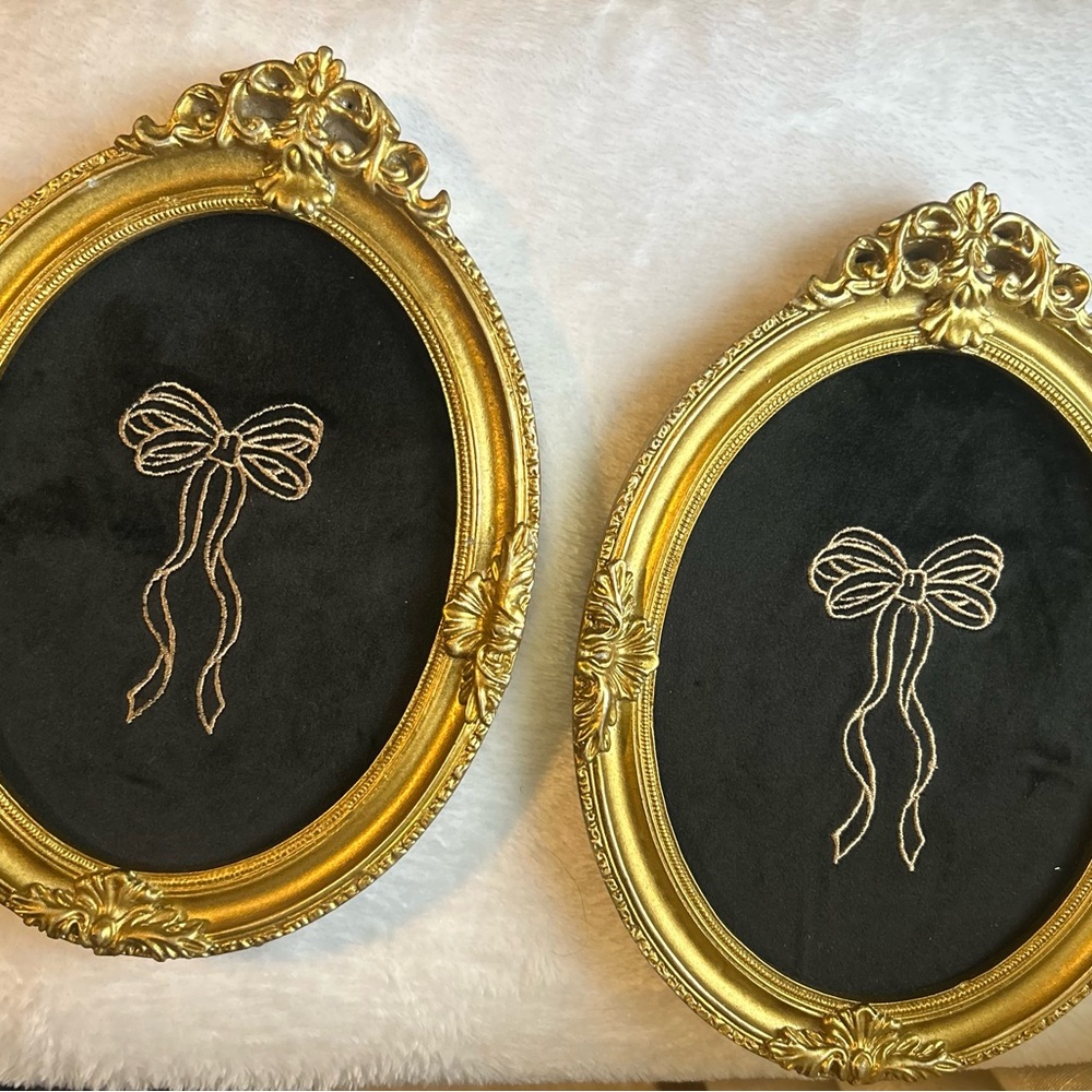 Hobby Lobby Gold and Black Bow Wall Art Set